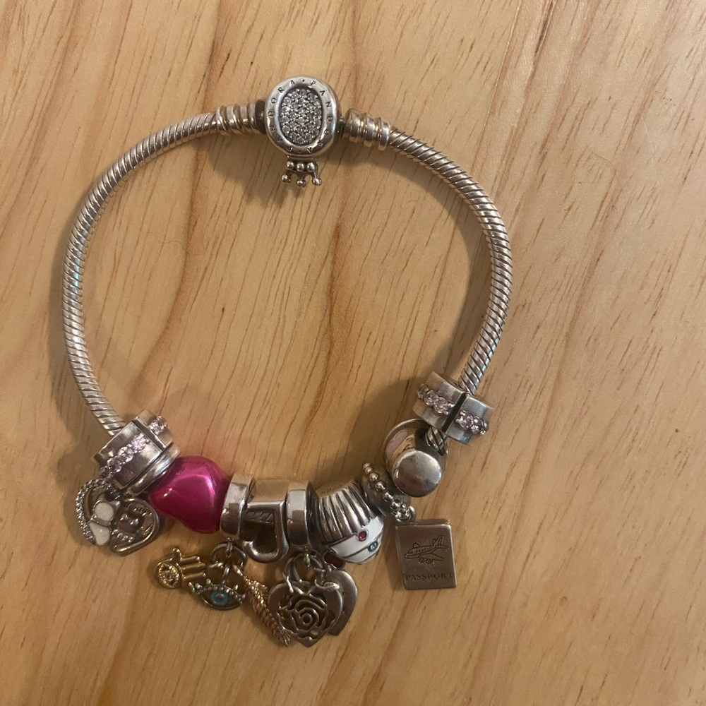 Pandora bracelet with charms